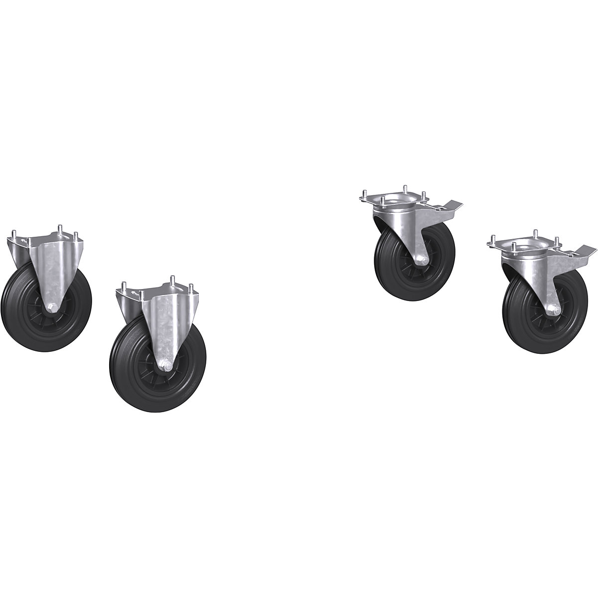 Set di ruote per carrelli di montaggio e carrelli a ripiani CustomLine - eurokraft pro