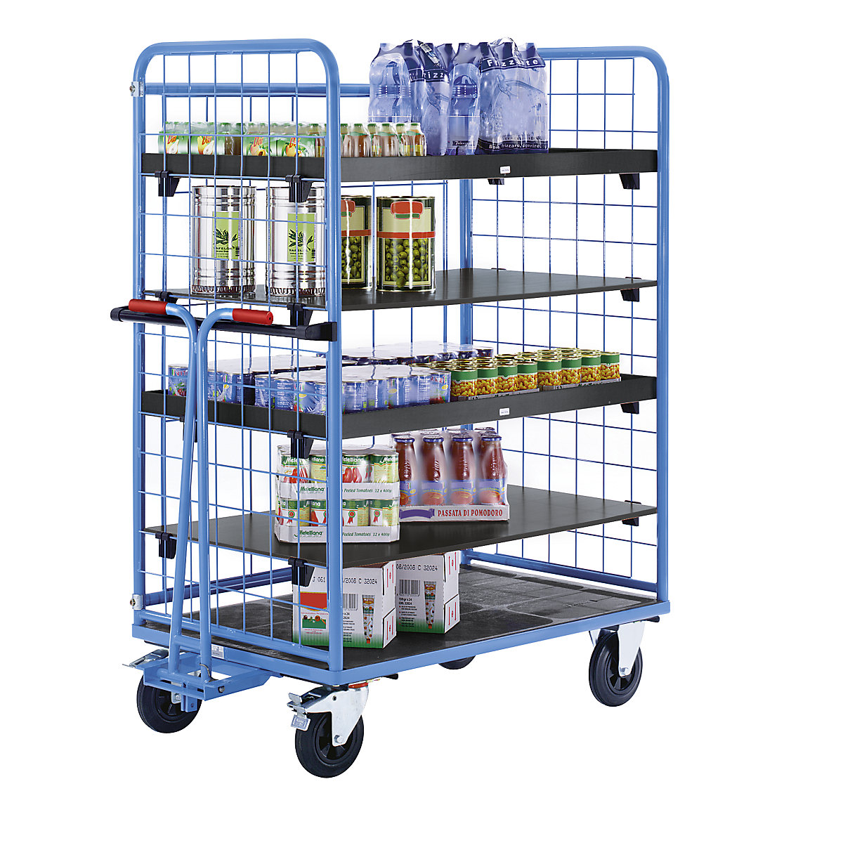 Carrello a ripiani, sponde grigliate su tre lati – eurokraft pro (Foto prodotto 3)-2