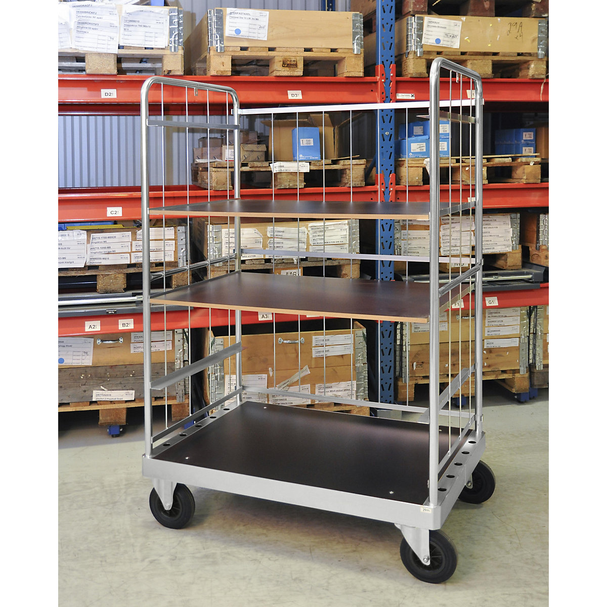 Carrello a ripiani, zincato – Kongamek (Foto prodotto 2)-1