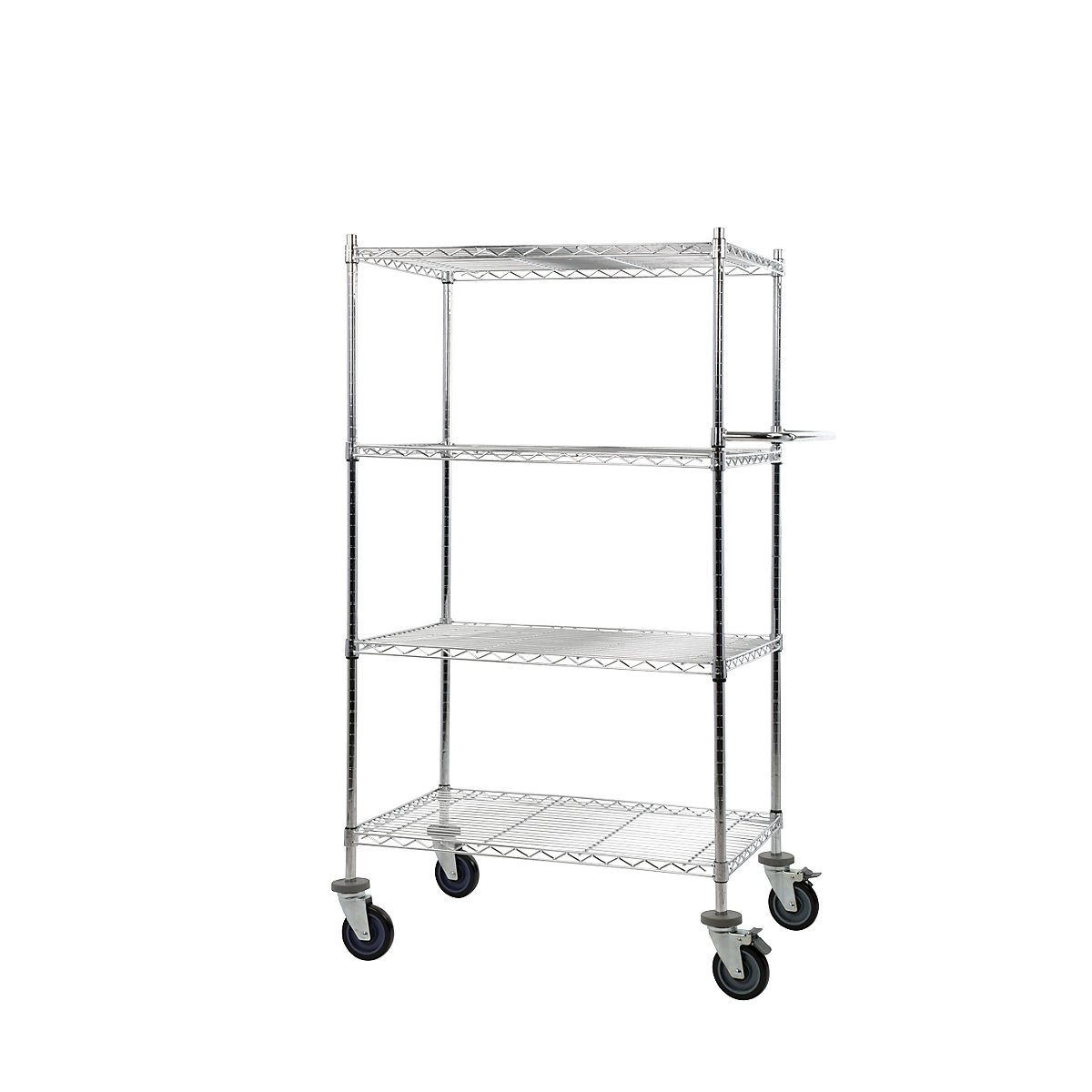 Carrello di servizio in griglia metallica, cromata