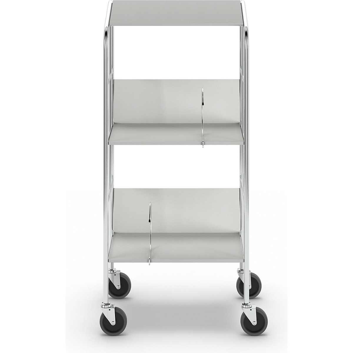 Carrello per raccoglitori con ripiano, cromato – HelgeNyberg (Foto prodotto 3)-2