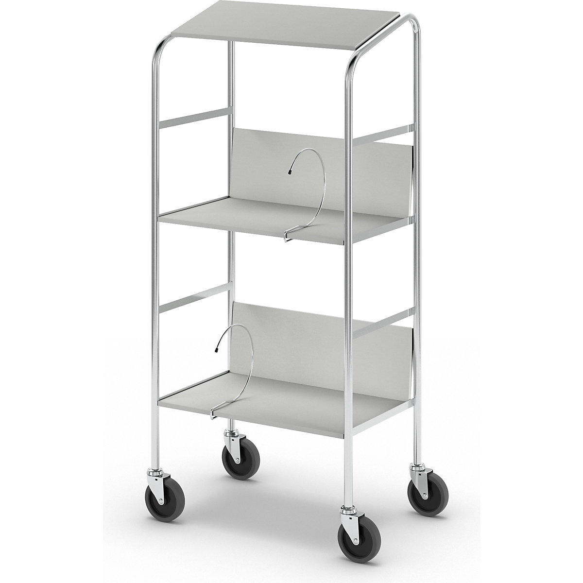 Carrello per raccoglitori con ripiano, cromato – HelgeNyberg (Foto prodotto 5)-4