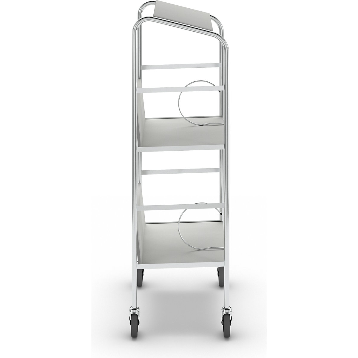 Carrello per raccoglitori con ripiano, cromato – HelgeNyberg (Foto prodotto 6)-5