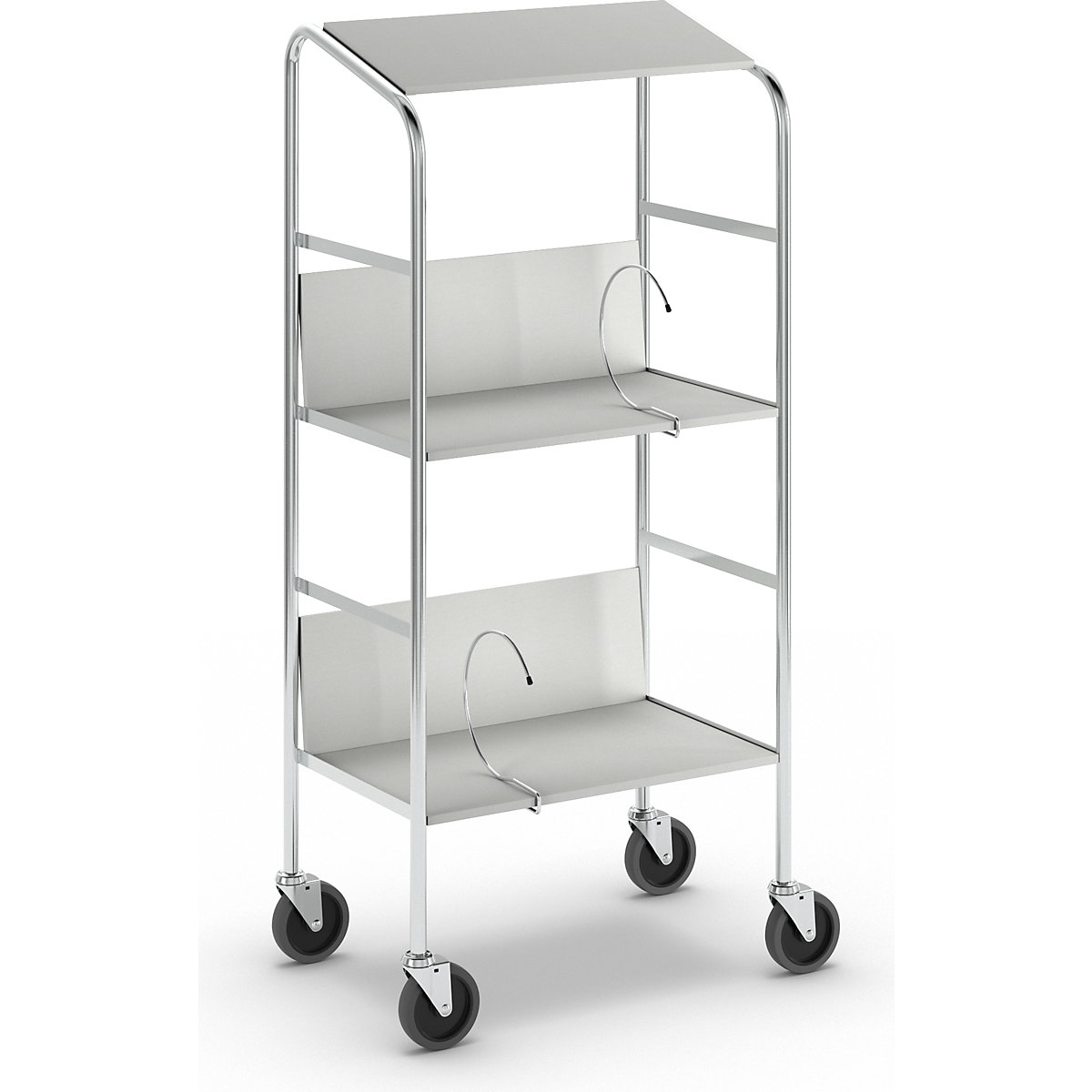 Carrello per raccoglitori con ripiano, cromato – HelgeNyberg