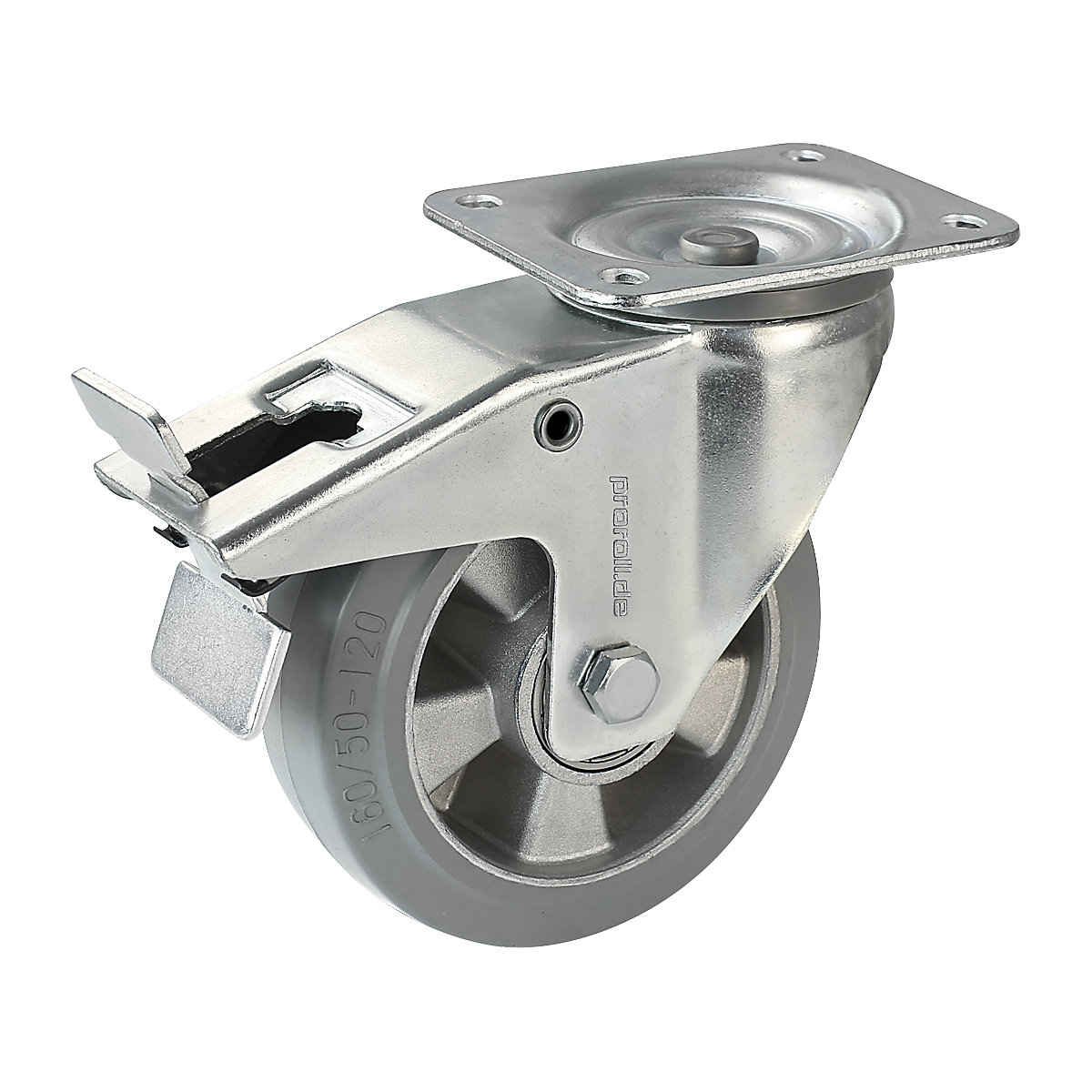 Ruota in gomma piena elastica, grigia - Proroll