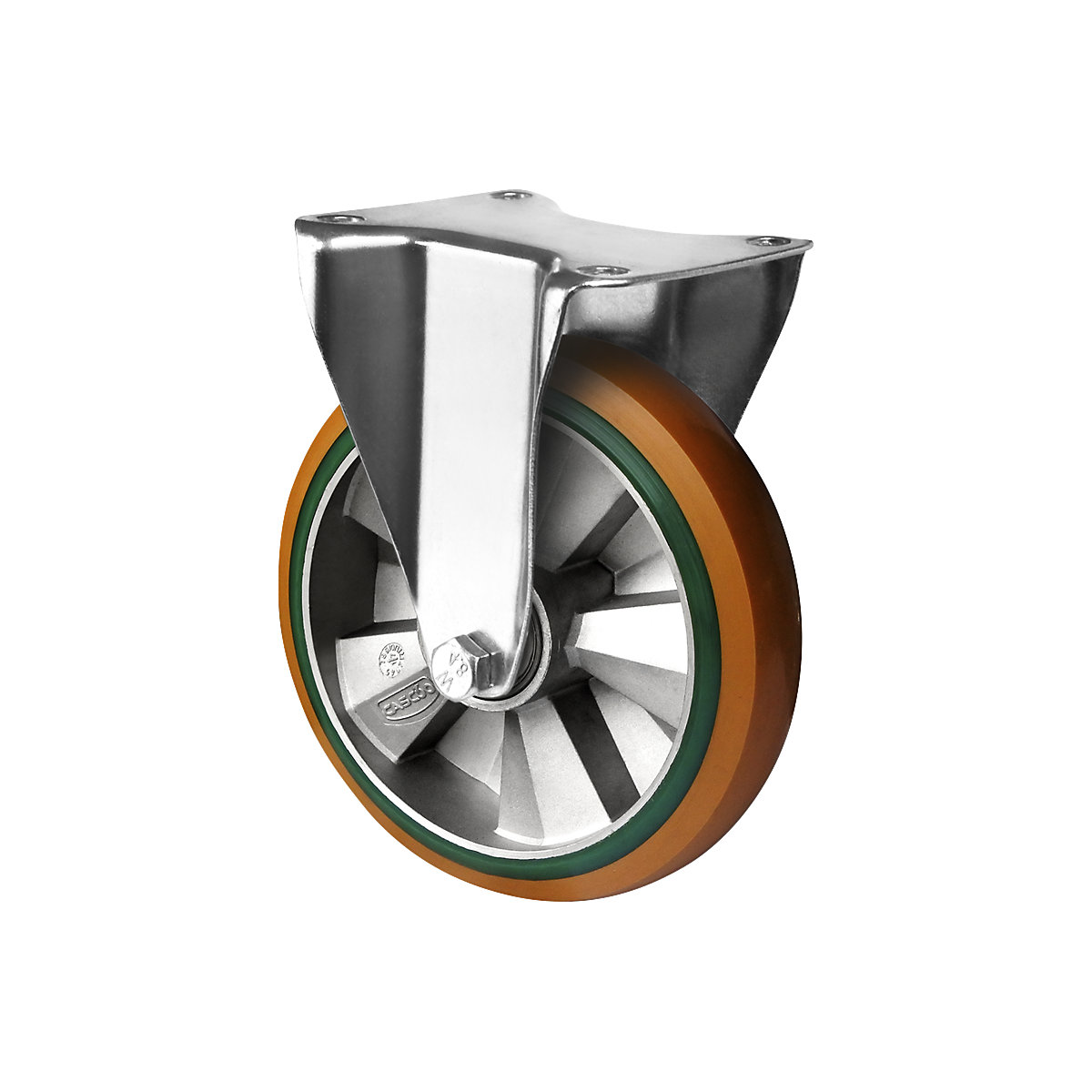 Ruote elastiche in PU/PU, marrone / verde