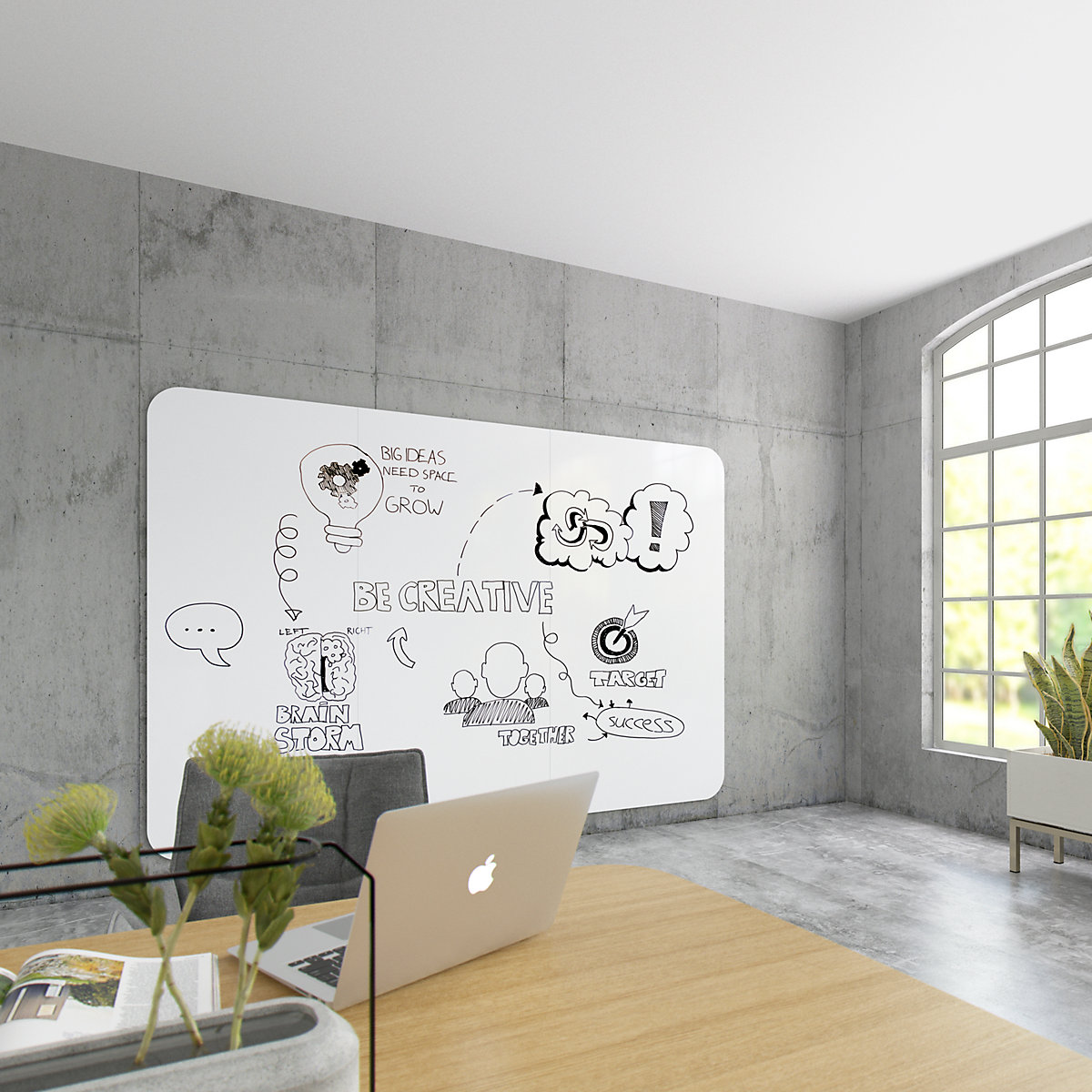 Lavagna bianca di design XXL VisuWall Curve – Chameleon (Foto prodotto 7)-6