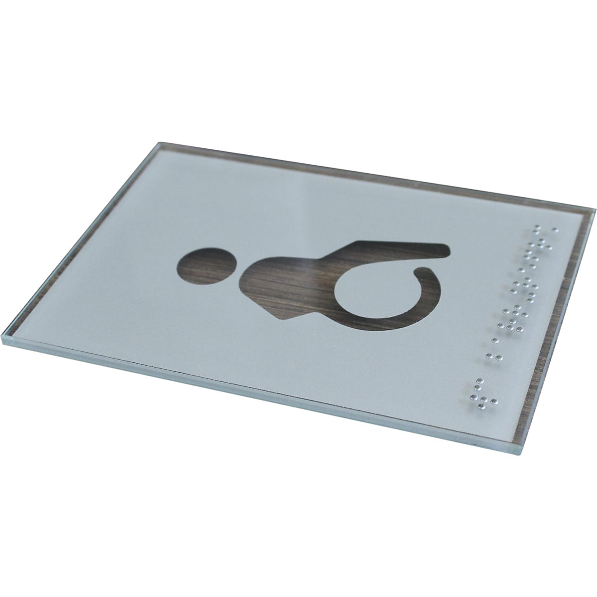 Cartello con pittogramma per porta WC, Braille