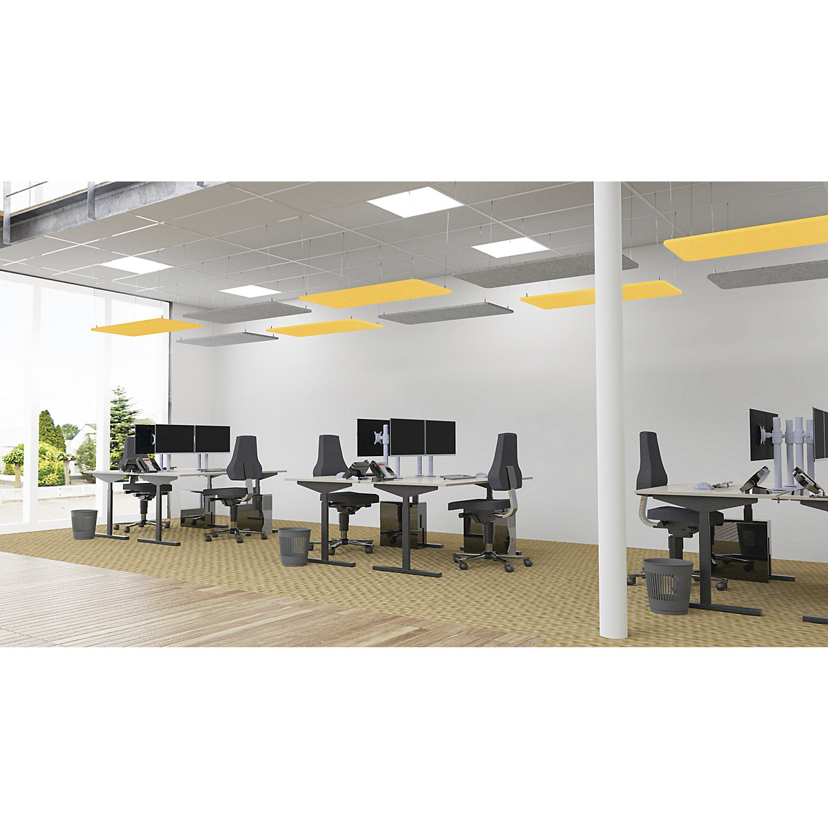 Pannello fonoassorbente da soffitto, feltro PET – eurokraft basic (Foto prodotto 4)-3