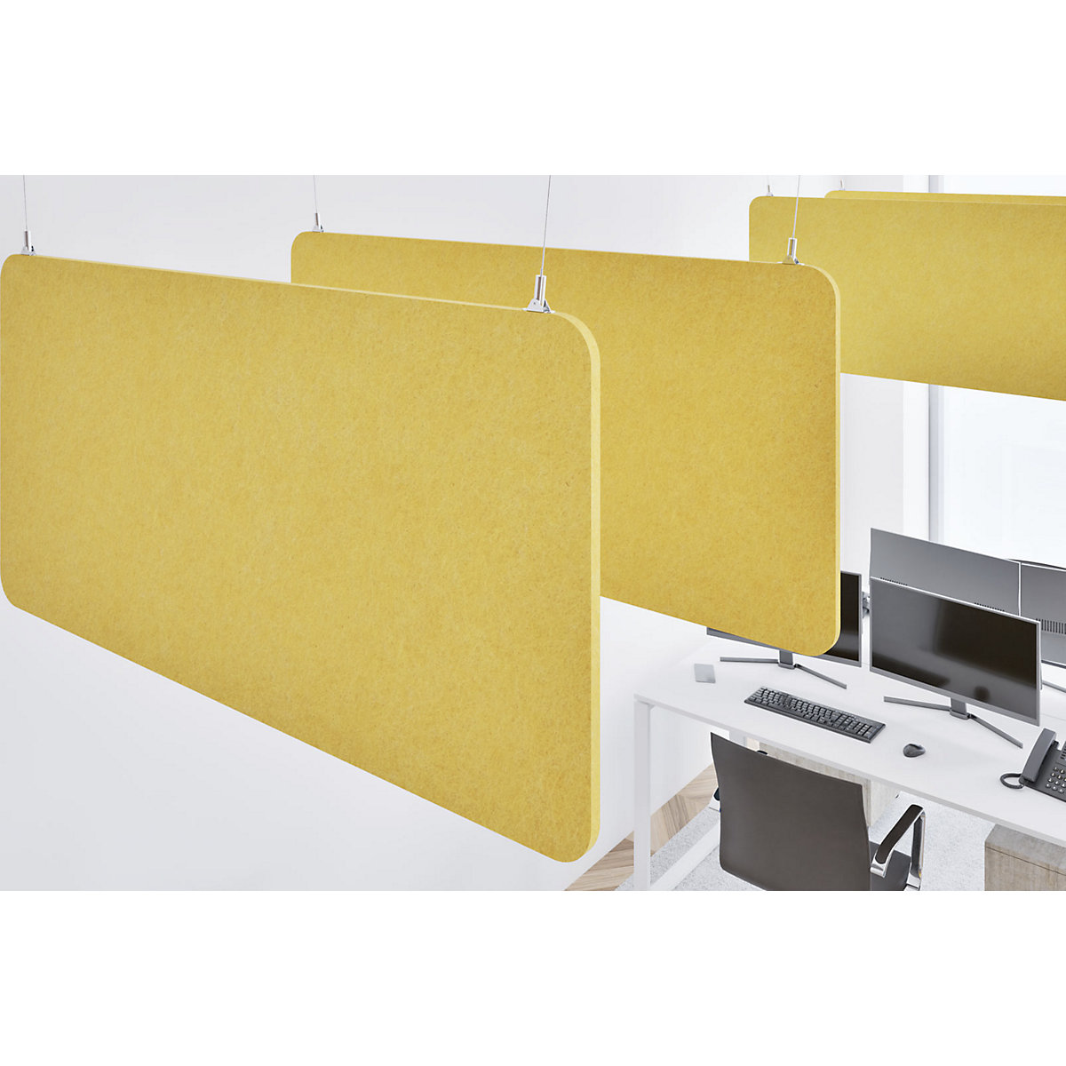 Pannello fonoassorbente da soffitto, feltro PET – eurokraft basic (Foto prodotto 6)-5