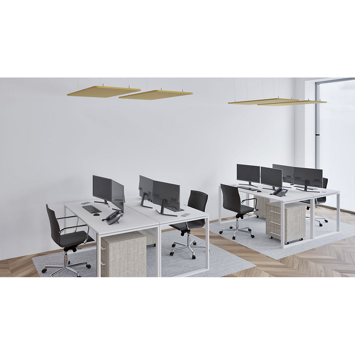 Pannello fonoassorbente da soffitto, feltro PET – eurokraft basic (Foto prodotto 7)-6