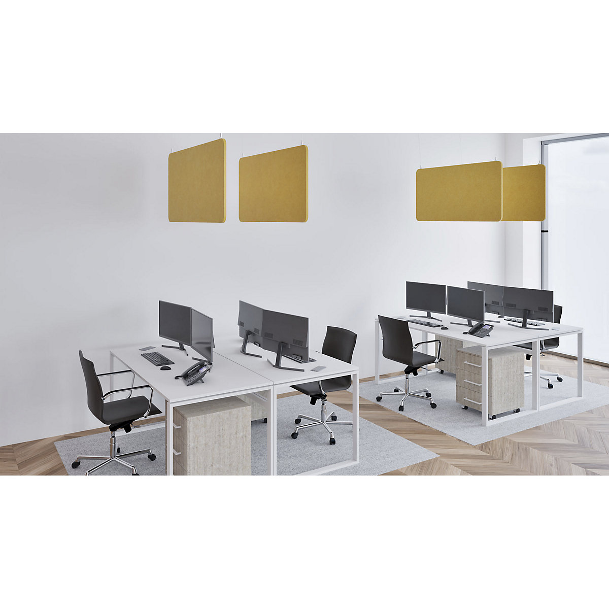 Pannello fonoassorbente da soffitto, feltro PET – eurokraft basic (Foto prodotto 8)-7