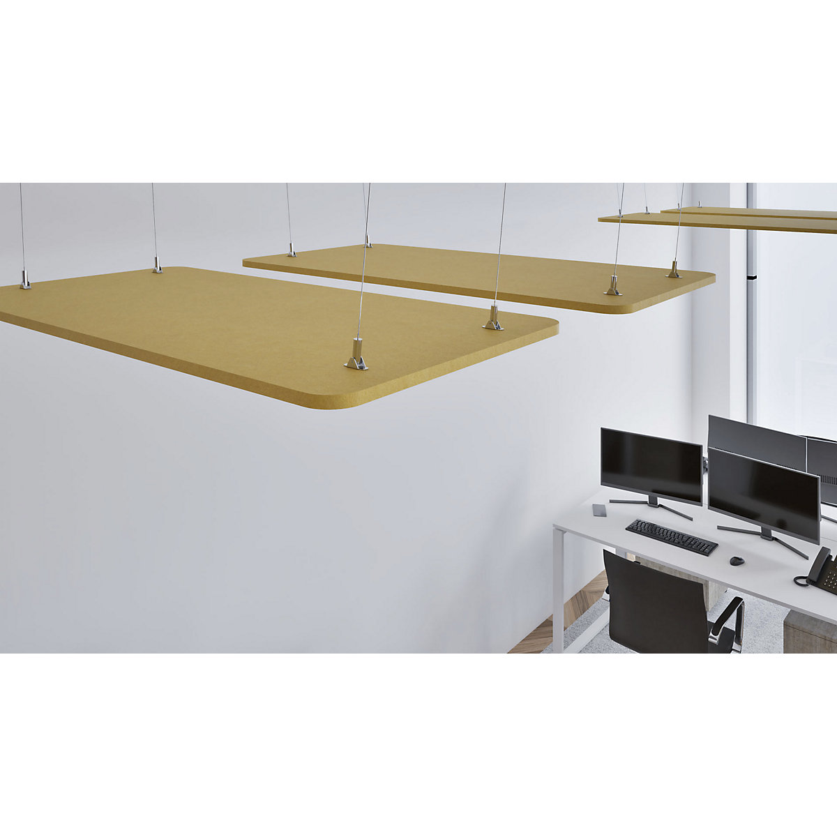 Pannello fonoassorbente da soffitto, feltro PET – eurokraft basic (Foto prodotto 9)-8
