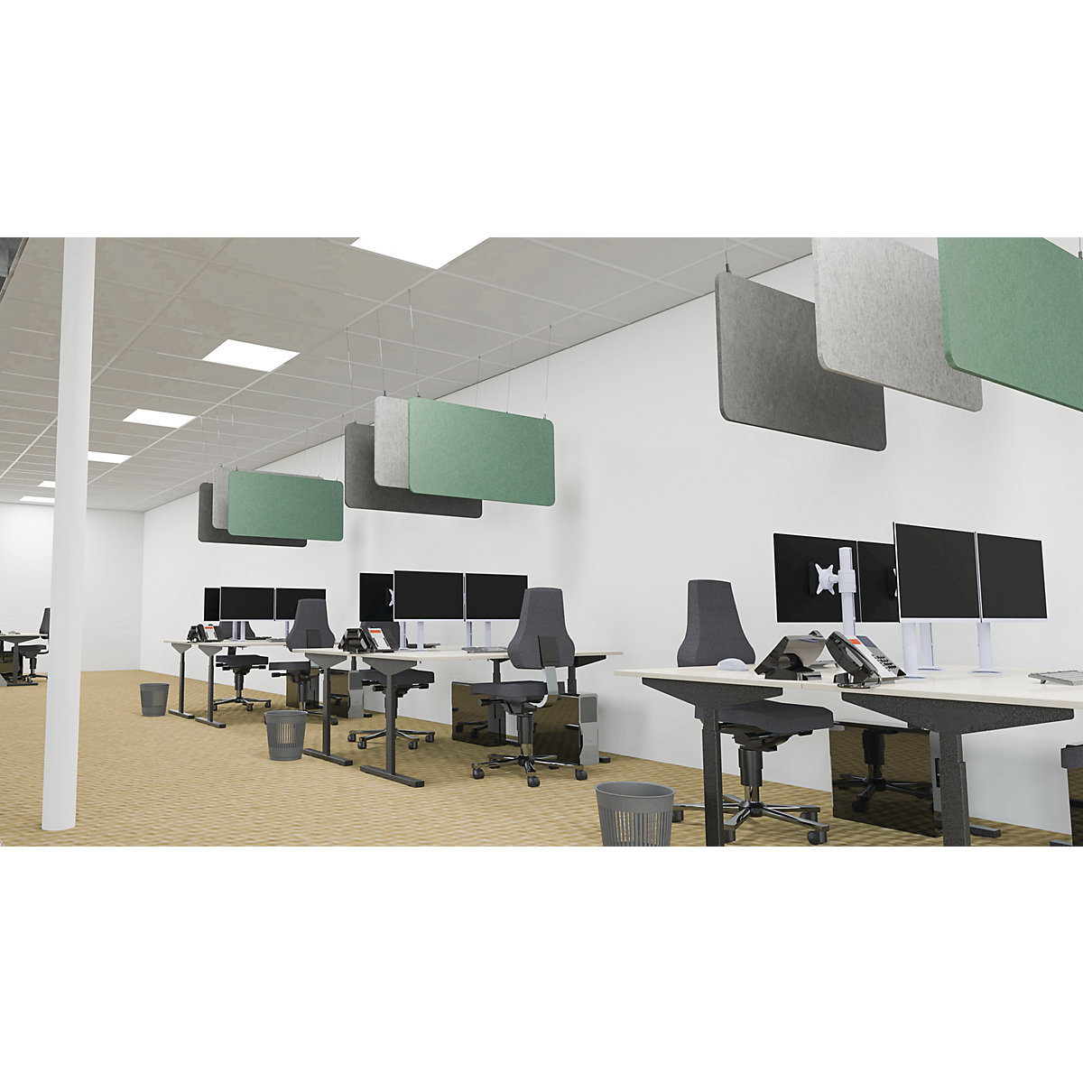 Pannello fonoassorbente da soffitto, feltro PET – eurokraft basic (Foto prodotto 3)-2