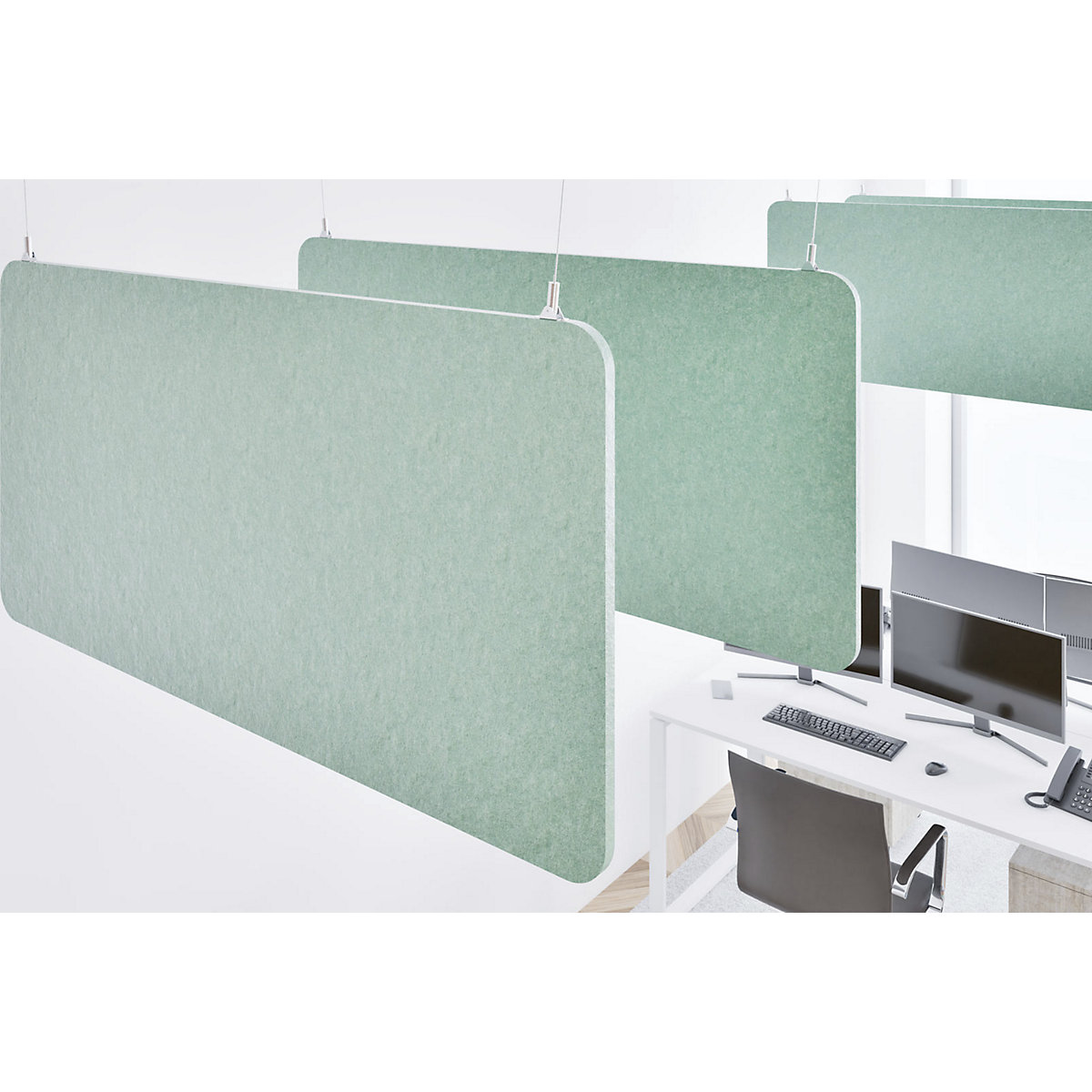 Pannello fonoassorbente da soffitto, feltro PET – eurokraft basic (Foto prodotto 7)-6
