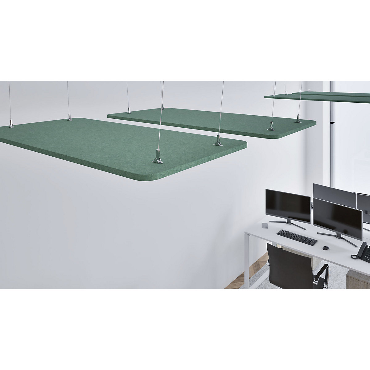 Pannello fonoassorbente da soffitto, feltro PET – eurokraft basic (Foto prodotto 9)-8