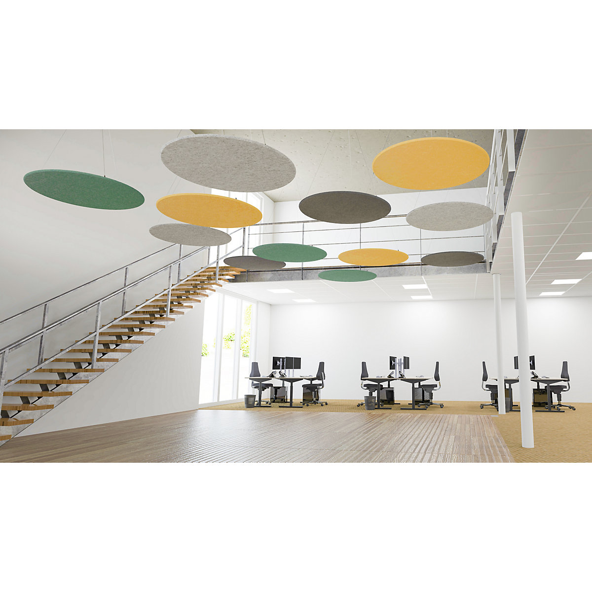 Pannello fonoassorbente da soffitto, feltro PET – eurokraft basic (Foto prodotto 2)-1