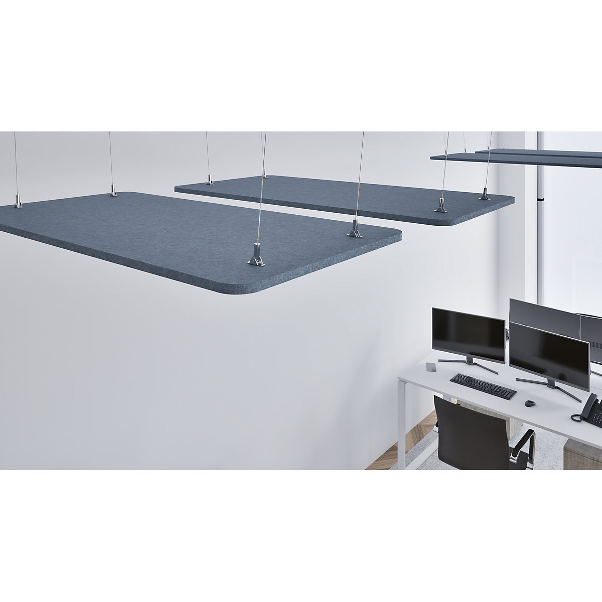 Pannello fonoassorbente da soffitto, feltro PET – eurokraft basic (Foto prodotto 3)-2