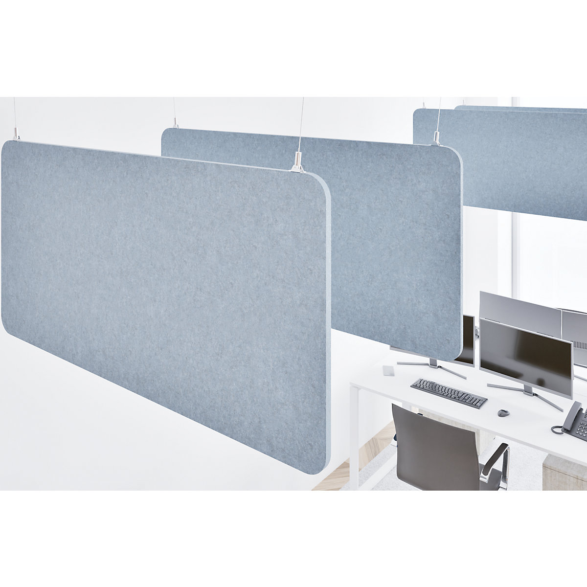 Pannello fonoassorbente da soffitto, feltro PET – eurokraft basic (Foto prodotto 4)-3