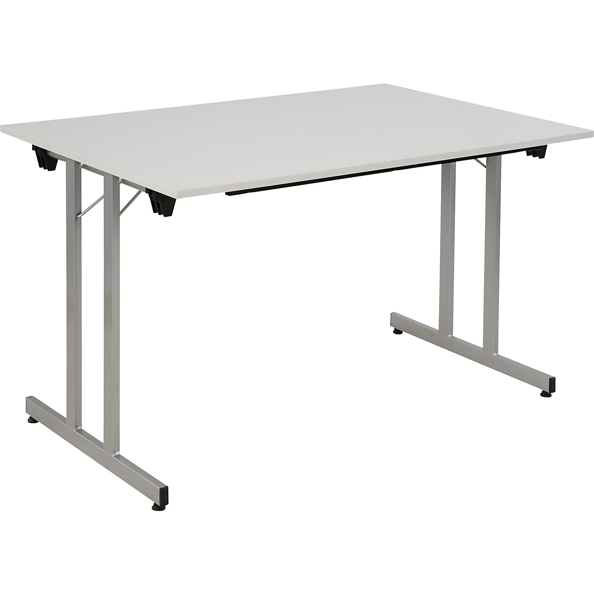 Tavolo pieghevole STANDARD, telaio in tubi quadri con piedini a vite per la messa in piano, 1200 x 800 mm, telaio color alluminio, piano grigio chiaro-5