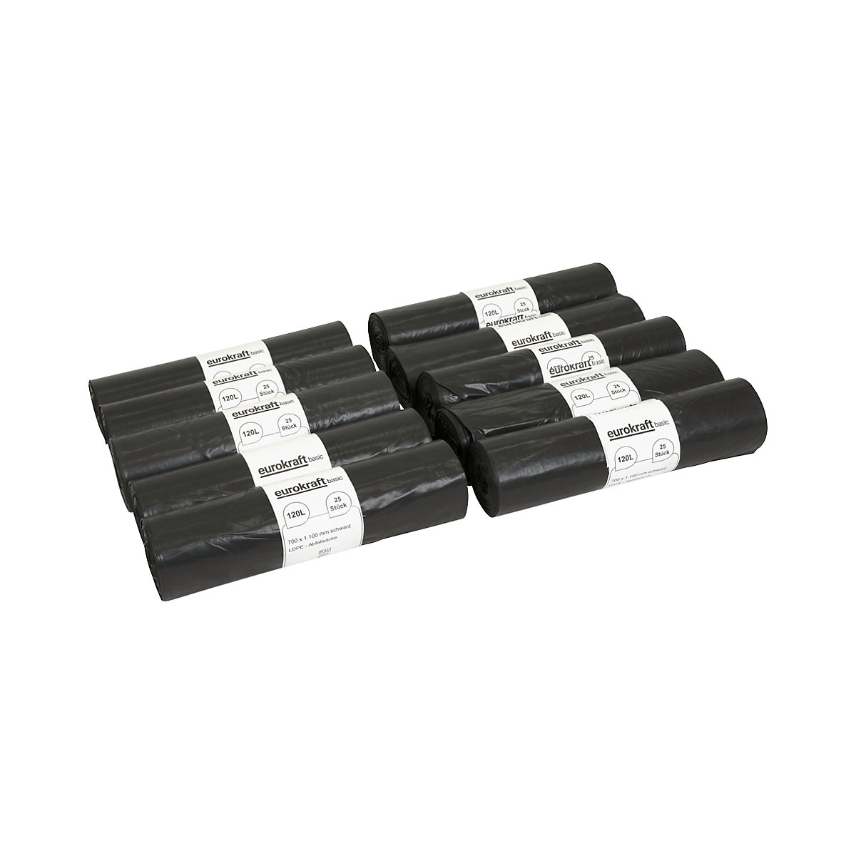 Abfallsäcke, 100% PCR LDPE, 120 l eurokraft basic