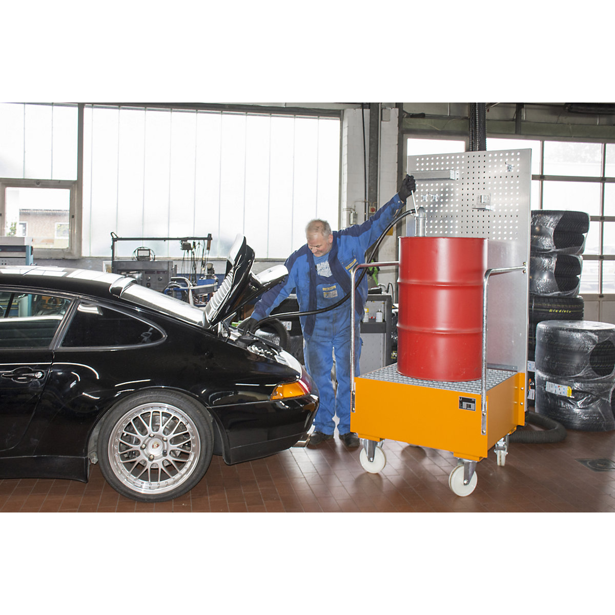 Fahrbare Auffangwanne mit Lochplattenwand eurokraft pro (Produktabbildung 3)-2