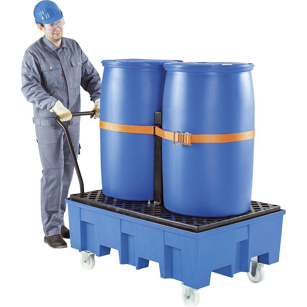 Kaiserkerkraft Mobile PE Spill Pallet 2x200L Blue/Black 10