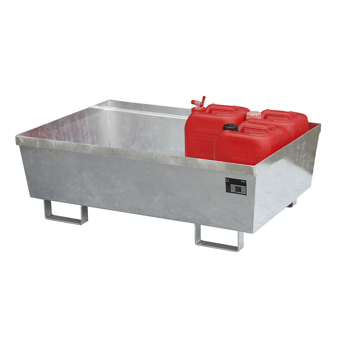 Stahl-Auffangwanne mit Randprofilierung eurokraft pro, LxBxH 1200 x 800 x 415 mm, ohne Rost, feuerverzinkt-1