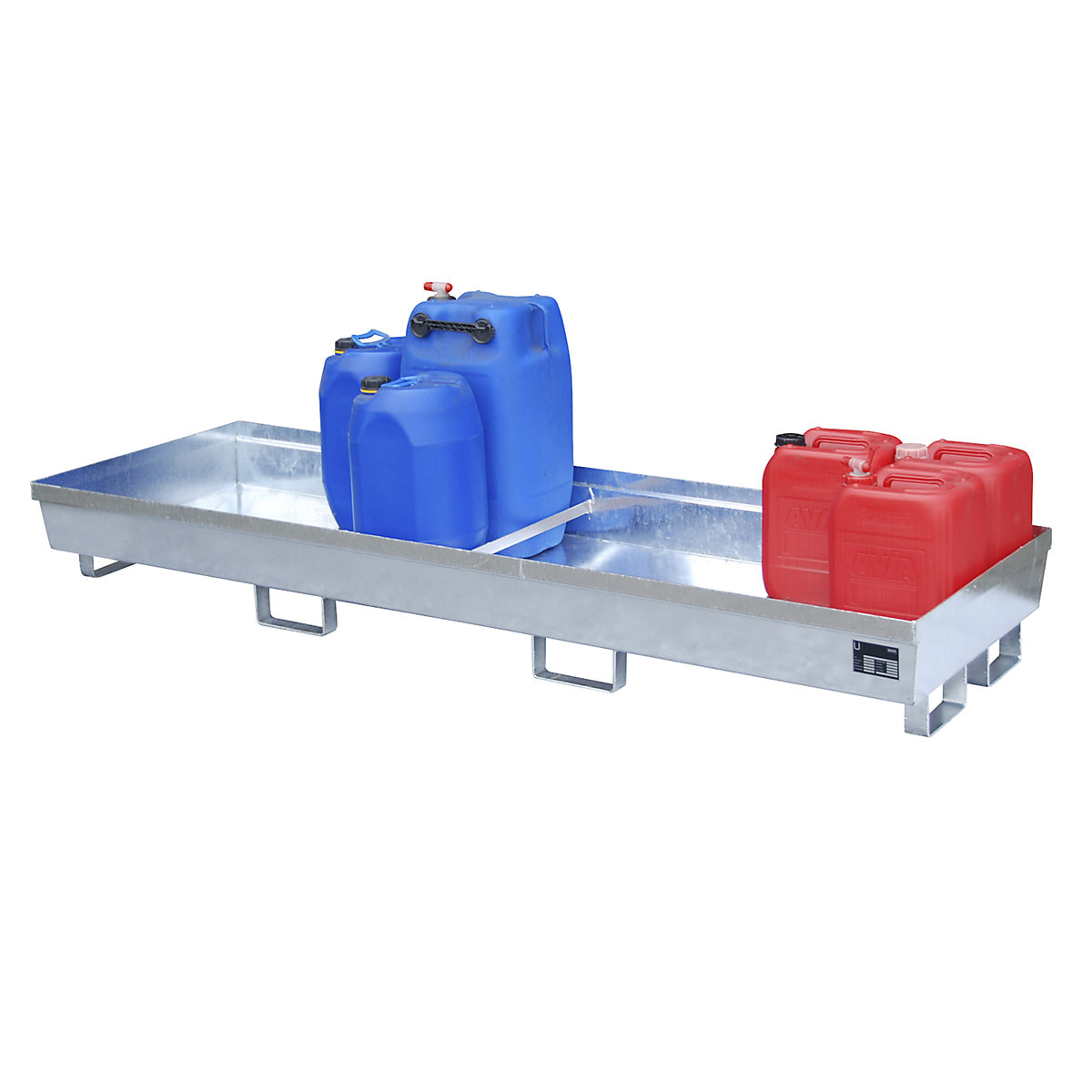 Stahl-Auffangwanne mit Randprofilierung eurokraft pro, LxBxH 2400 x 800 x 285 mm, ohne Rost, feuerverzinkt-1