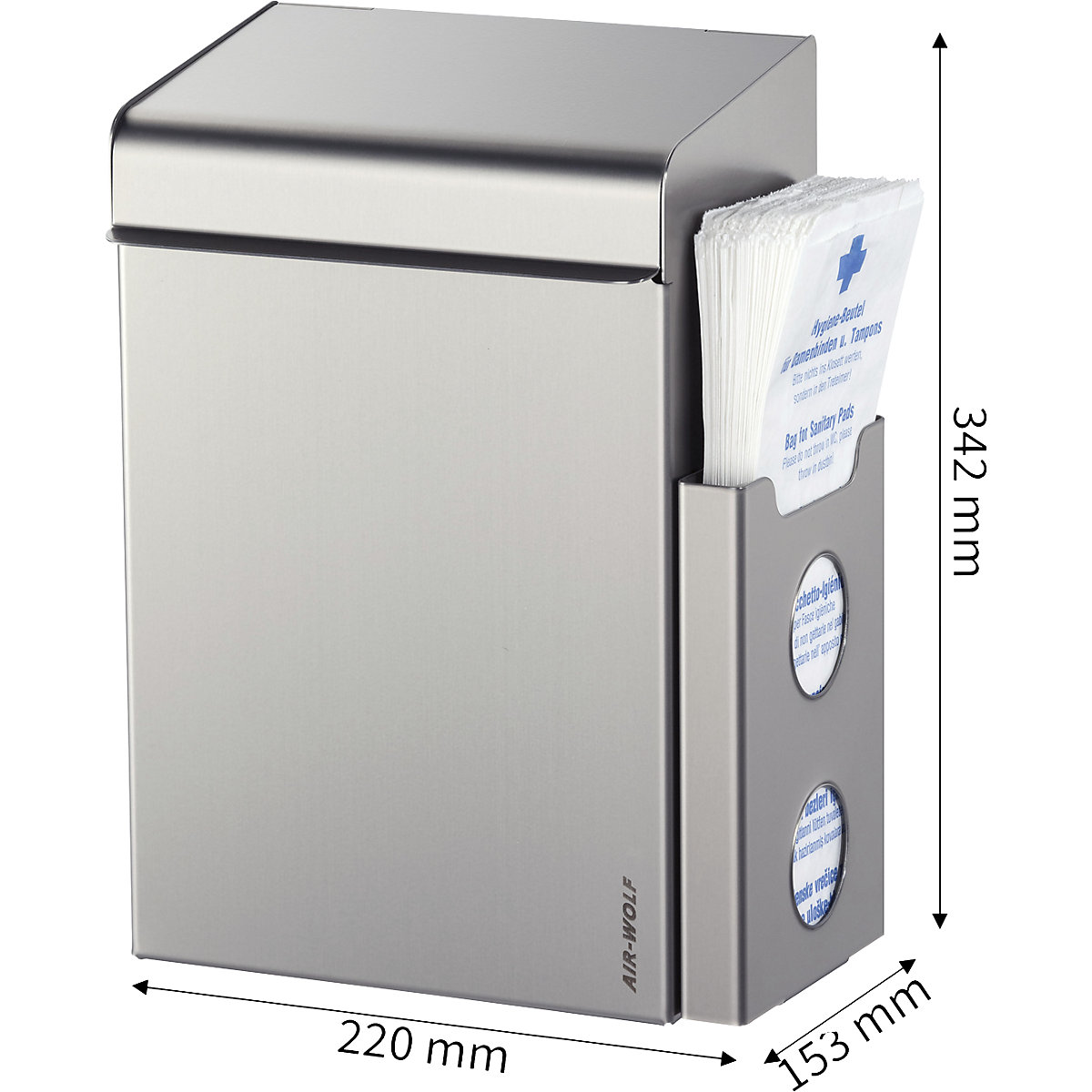 Hygieneabfallbehälter mit Beutelspender AIR-WOLF (Produktabbildung 2)-1