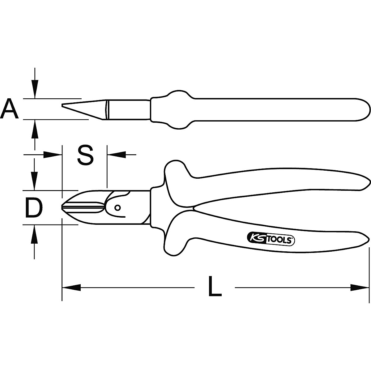 Clește de tăiat lateral cu vârf diagonal SlimPOWER – KS Tools (Imagine produs 2)-1