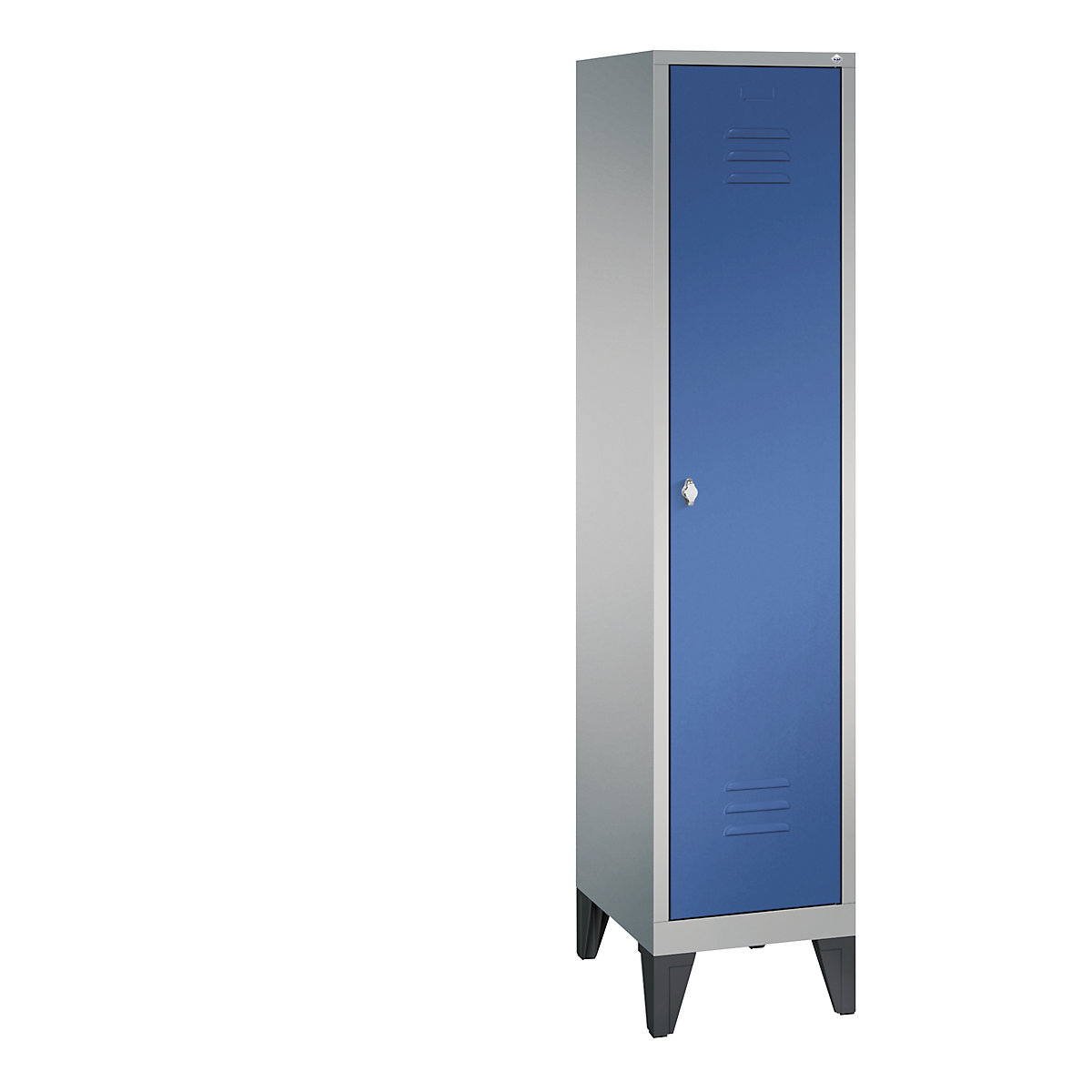 C+P – Garderobni ormar CLASSIC s nogama, 1 odjel, širina odjela 400 mm, u aluminij bijeloj / encijan plavoj boji
