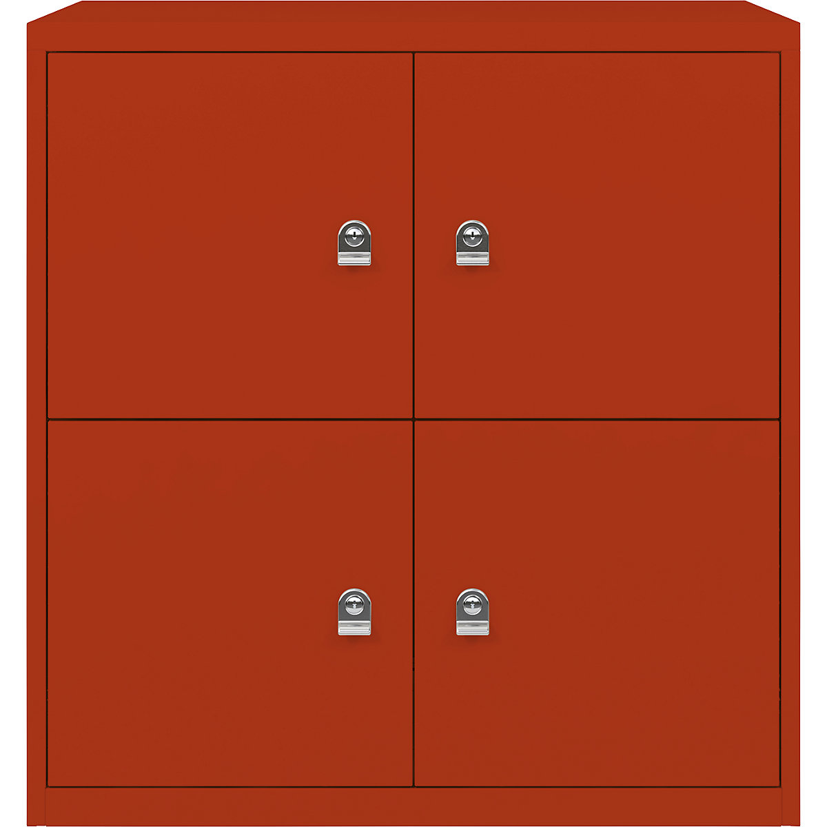 Ormar LateralFile™ Lodge – BISLEY, s 4 pretinca sa zaključavanjem, visina po 375 mm, u sevilja crvenoj boji-6