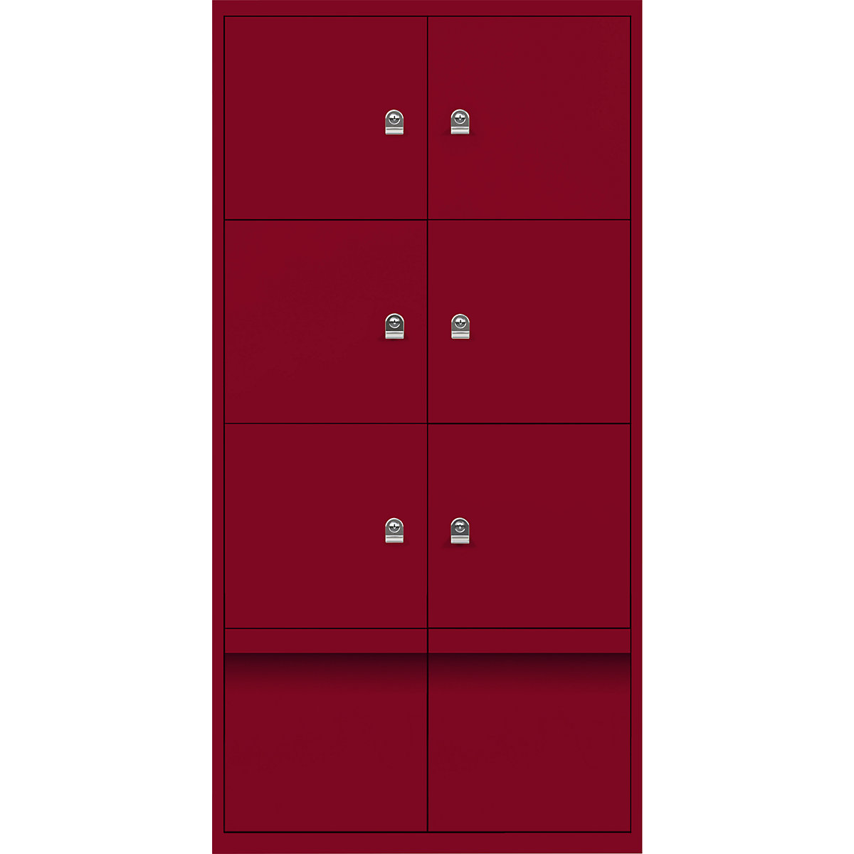 Ormar LateralFile™ Lodge – BISLEY, sa 6 pretinaca sa zaključavanjem i 2 ladice, visina po 375 mm, u kardinal crvenoj boji-8