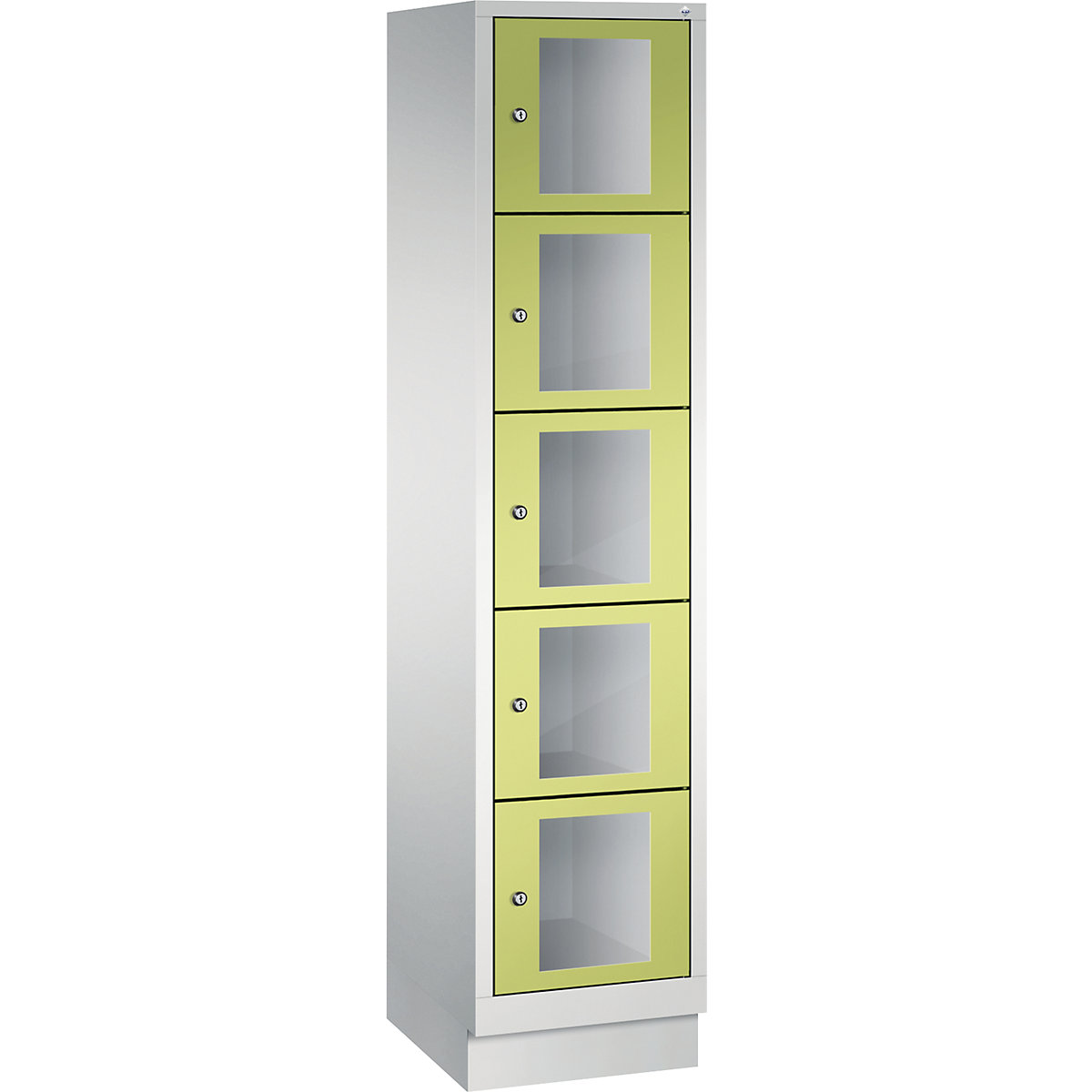 Ormar s pretincima CLASSIC, visina pretinca 295 mm, s podnožjem – C+P, 5 pretinaca, širina 420 mm, vrata u žuto zelenoj boji