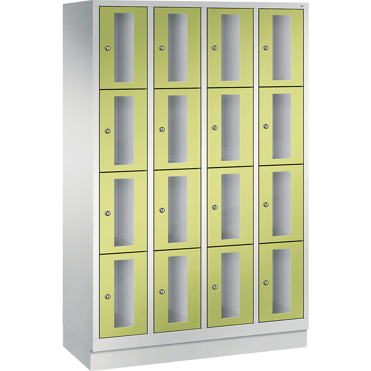 Ormar s pretincima CLASSIC, visina pretinca 375 mm, s podnožjem – C+P, 16 pretinaca, širina 1190 mm, vrata u žuto zelenoj boji