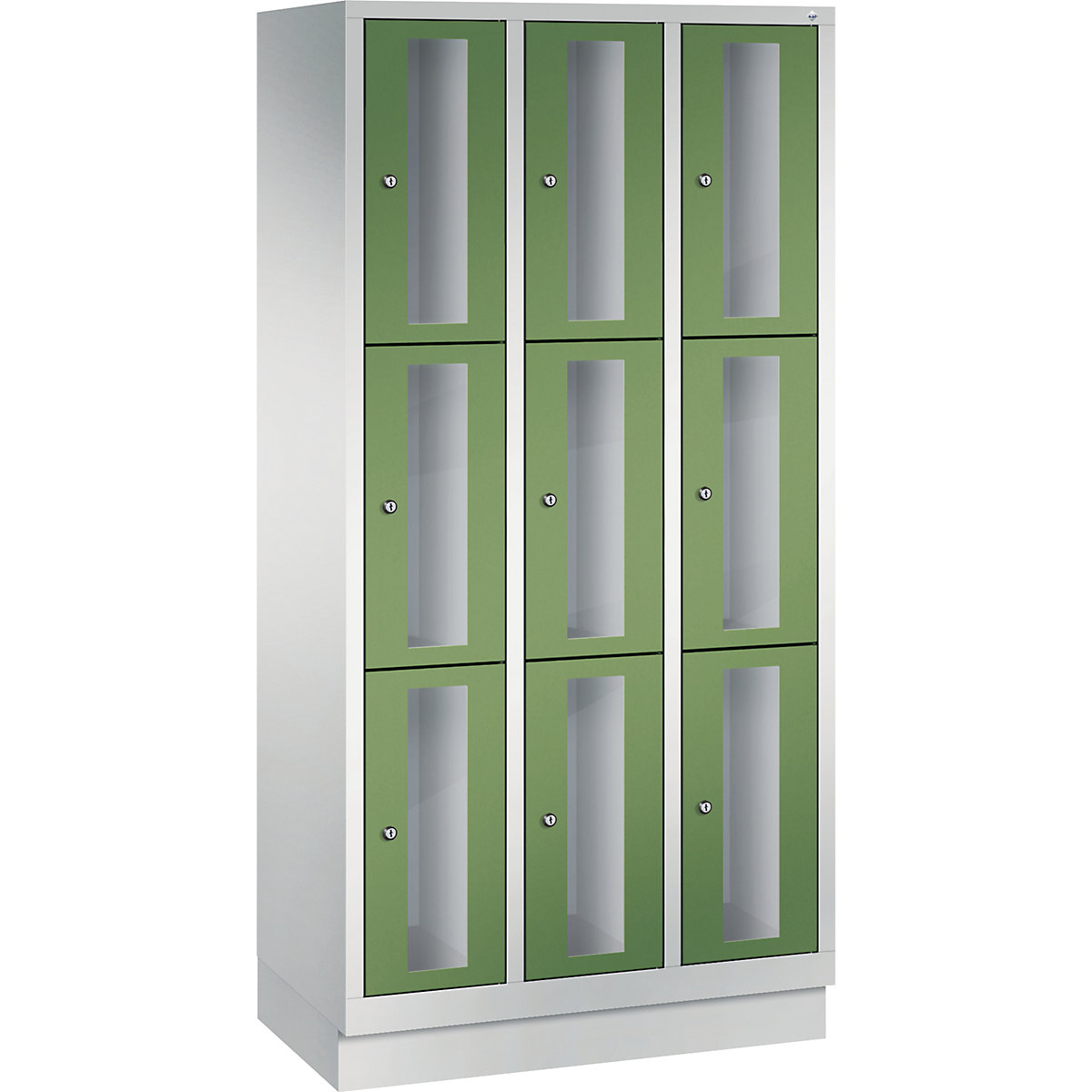 Ormar s pretincima CLASSIC, visina pretinca 510 mm, s podnožjem – C+P, 9 pretinaca, širina 900 mm, vrata u rezeda zelenoj boji