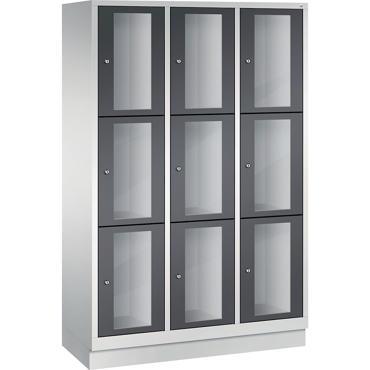 Ormar s pretincima CLASSIC, visina pretinca 510 mm, s podnožjem – C+P, 9 pretinaca, širina 1200 mm, vrata u crnosivoj boji