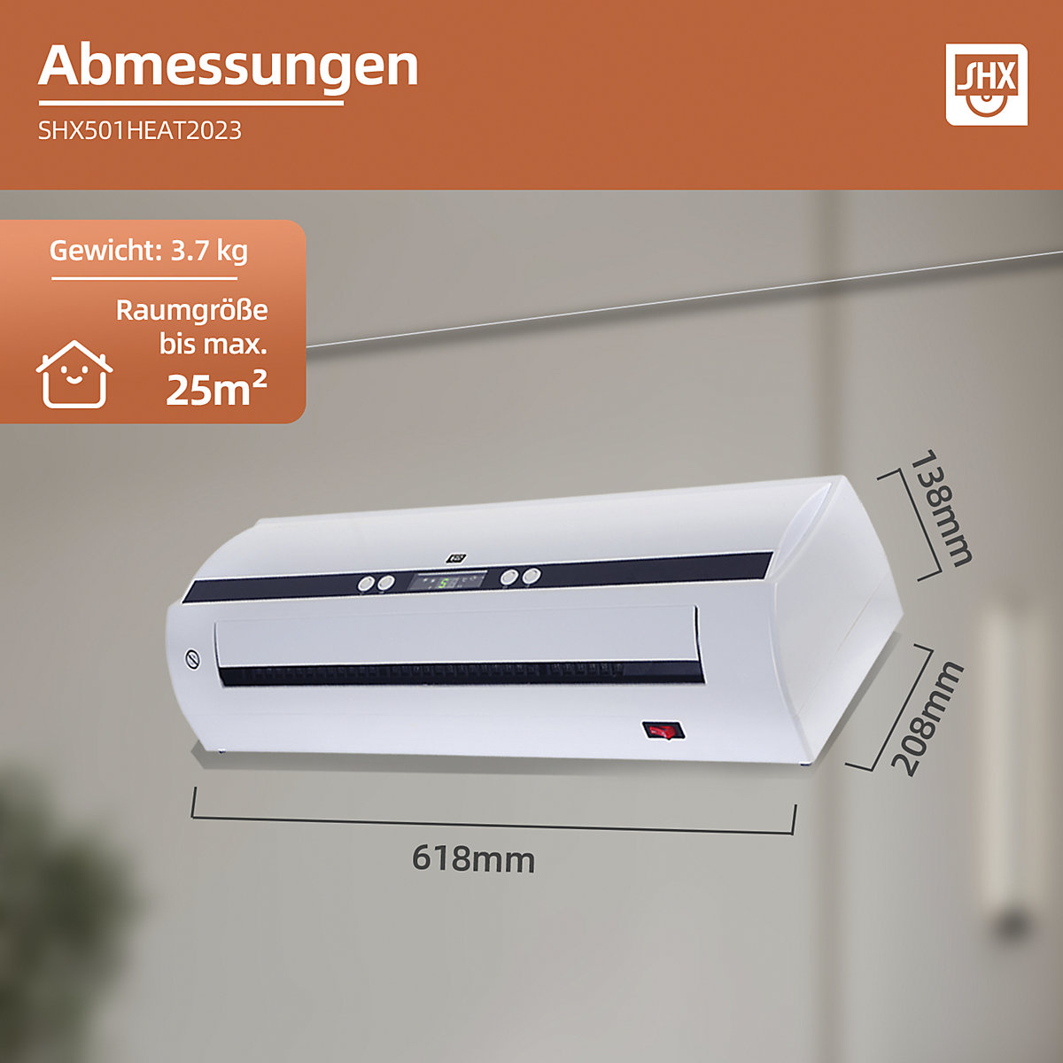 PTC grijalica s ventilatorom za zidnu montažu (Prikaz proizvoda 2)-1