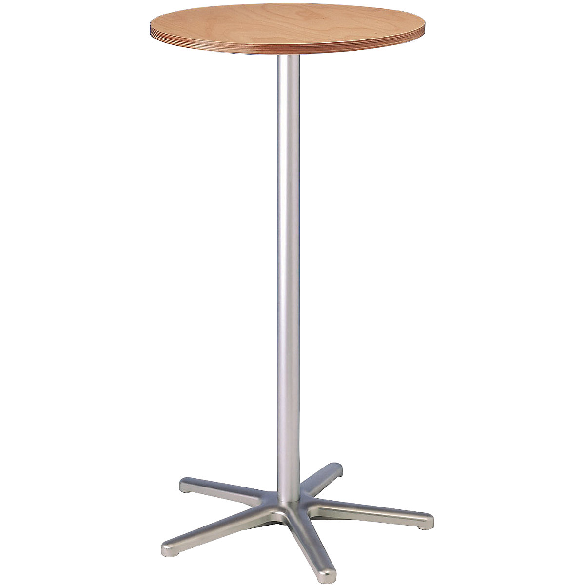 Visoki stol, Ø 600 mm – MAUL, visina 1100 mm, postolje u srebrnoj boji, ploča u imitaciji bukve-2