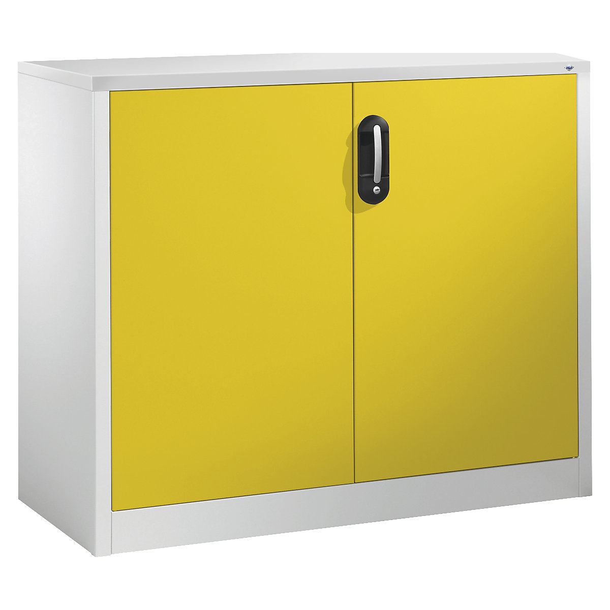 Niska komoda za dokumente ACURADO – C+P, 2 visine za registratore, VxŠxD 1000 x 1200 x 400 mm, u svijetlo sivoj / žutoj boji