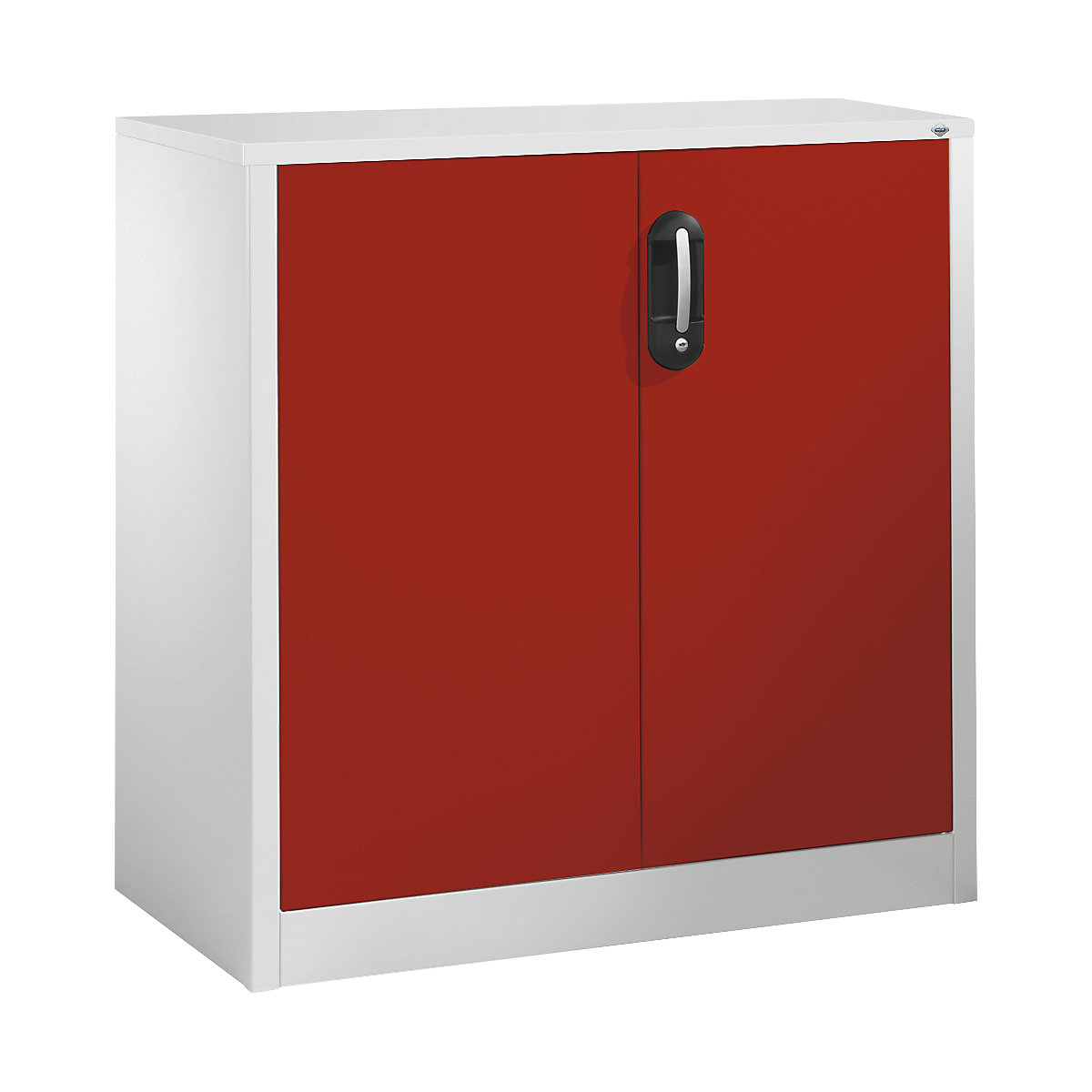 Niska komoda za dokumente ACURADO – C+P, 2 visine za registratore, VxŠxD 1000 x 930 x 500 mm, u svijetlosivoj / vatreno crvenoj boji