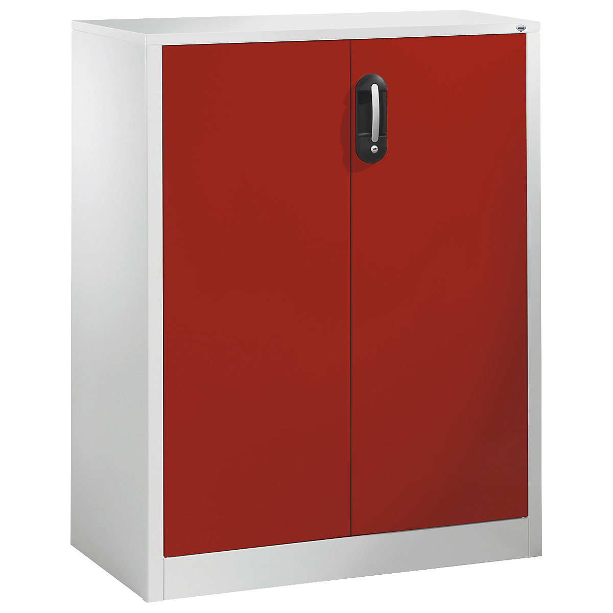 Niska komoda za dokumente ACURADO – C+P, 3 visine za registratore, VxŠxD 1200 x 930 x 500 mm, u svijetlosivoj / vatreno crvenoj boji