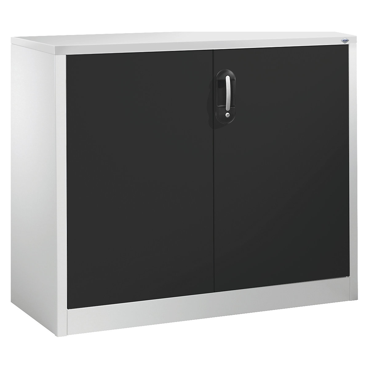 Niska komoda za dokumente ACURADO – C+P, 2 visine za registratore, VxŠxD 1000 x 1200 x 400 mm, u svijetlosivoj / crnosivoj boji