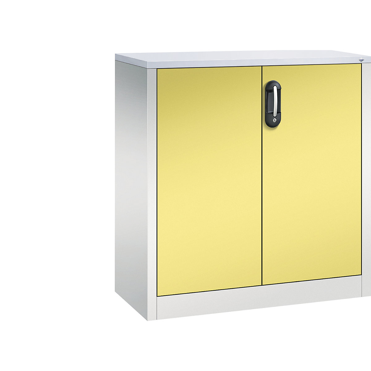 Niska komoda za dokumente ACURADO – C+P, 2 visine za registratore, VxŠxD 1000 x 930 x 400 mm, u svijetlosivoj / sumpor žutoj boji