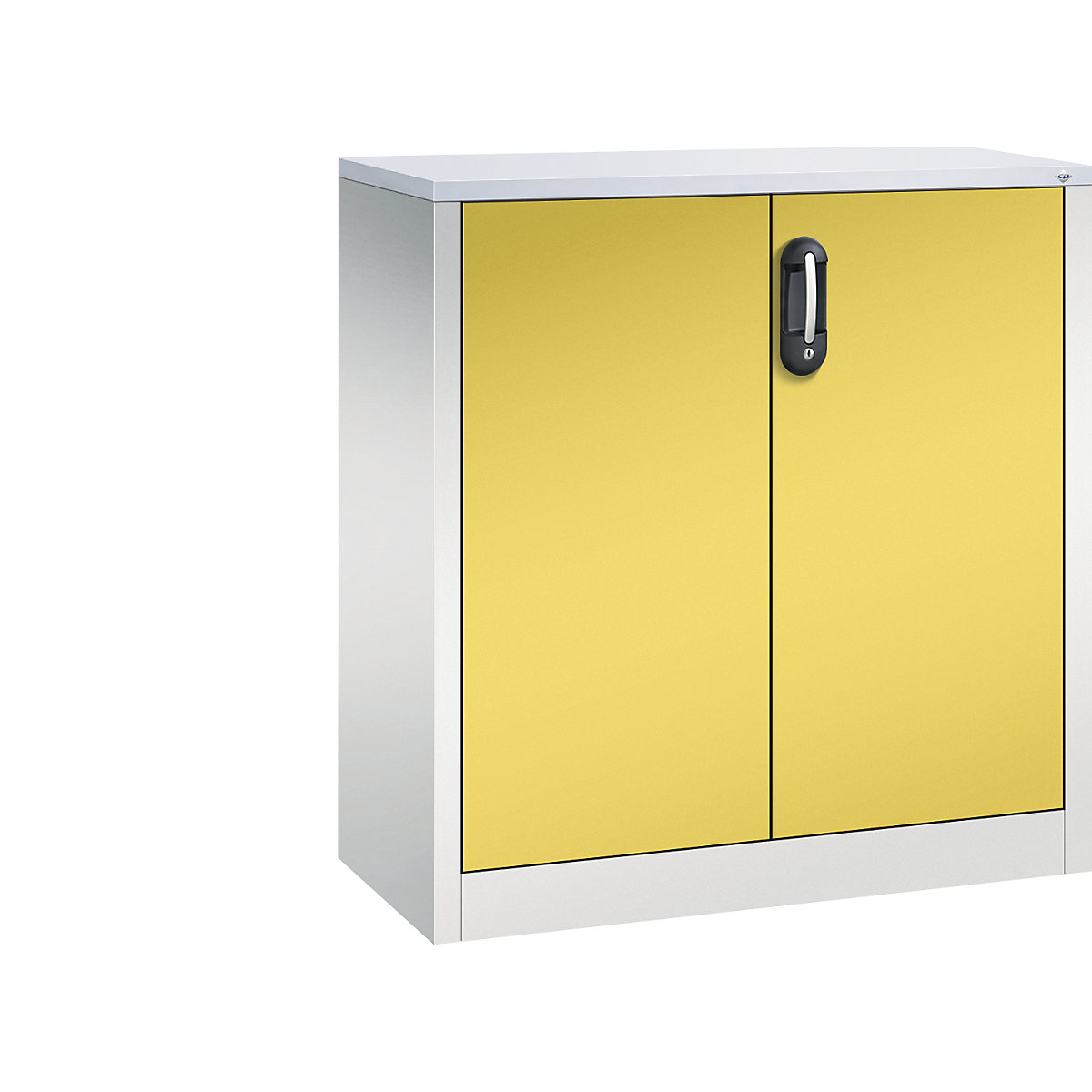 Niska komoda za dokumente ACURADO – C+P, 2 visine za registratore, VxŠxD 1000 x 930 x 400 mm, u svijetlo sivoj / žutoj boji