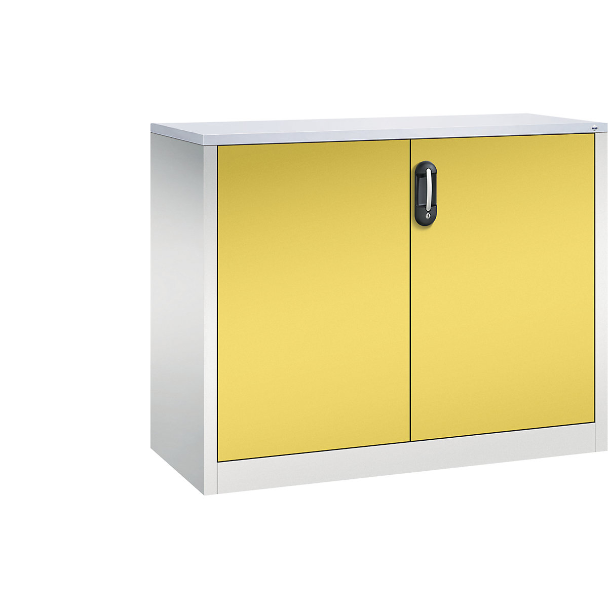 Niska komoda za dokumente ACURADO – C+P, 2 visine za registratore, VxŠxD 1000 x 1200 x 500 mm, u svijetlo sivoj / žutoj boji