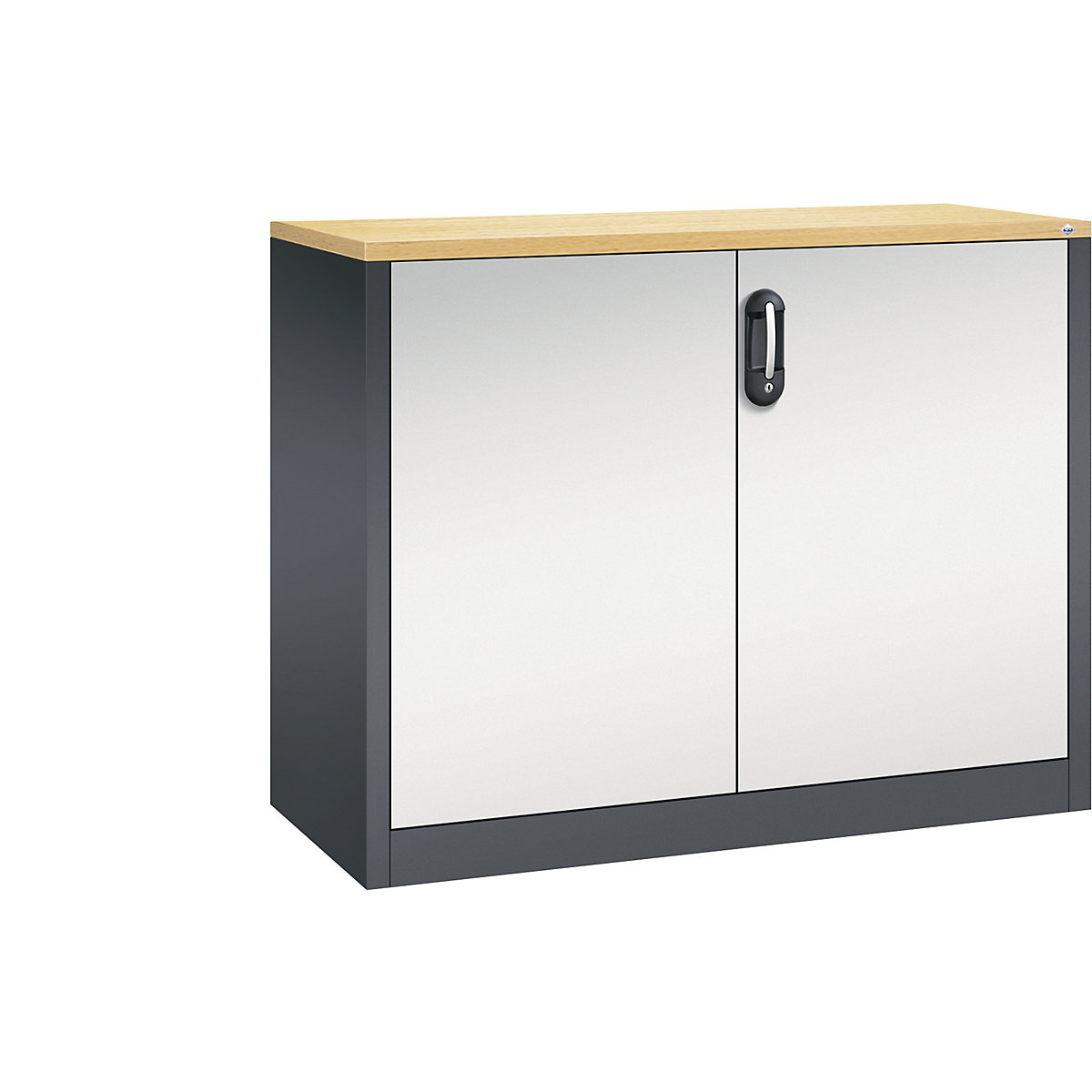 Niska komoda za dokumente ACURADO – C+P, 2 visine za registratore, VxŠxD 1000 x 1200 x 500 mm, u crnosivoj / svijetlosivoj boji
