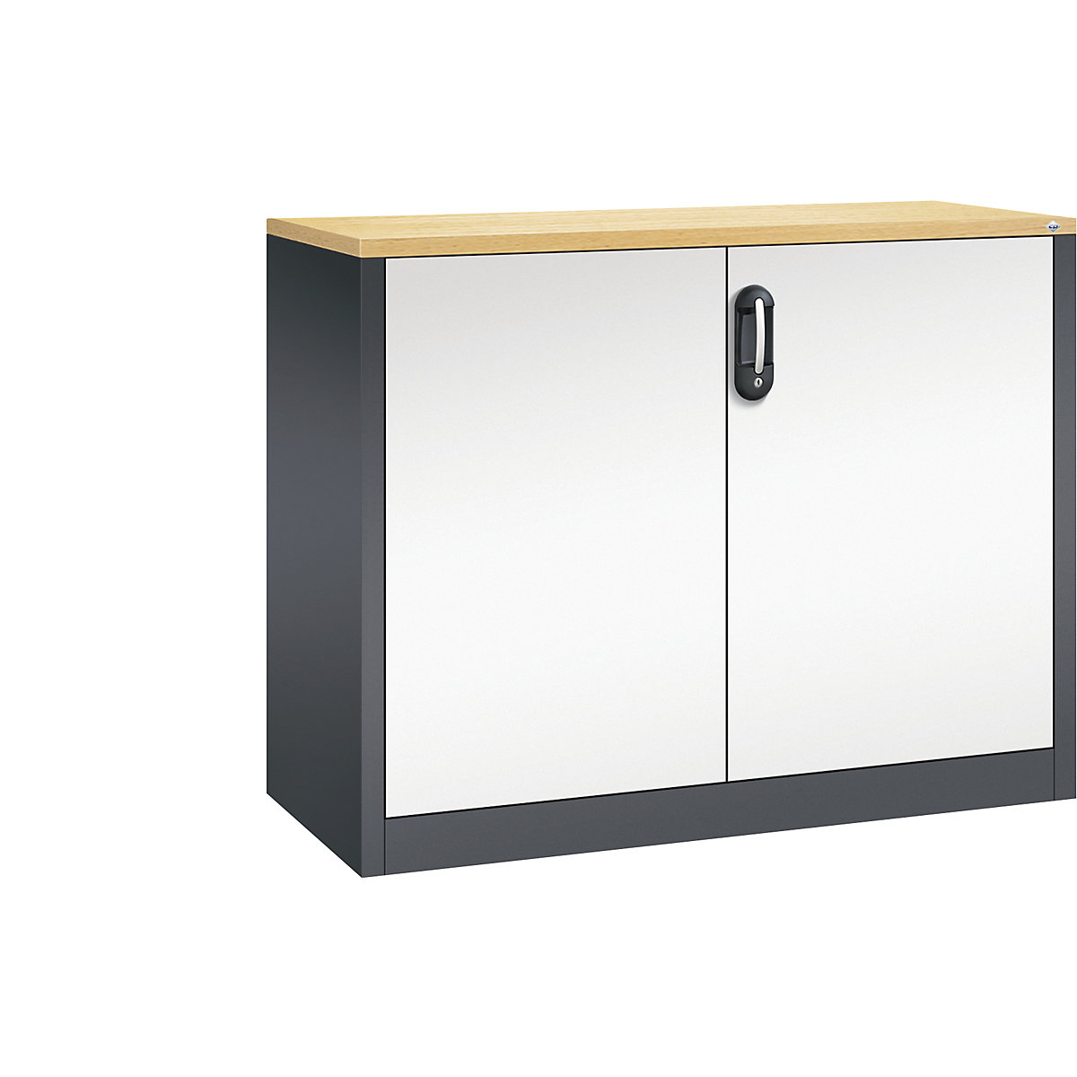Niska komoda za dokumente ACURADO – C+P, 2 visine za registratore, VxŠxD 1000 x 1200 x 500 mm, u crnosivoj / čisto bijeloj boji