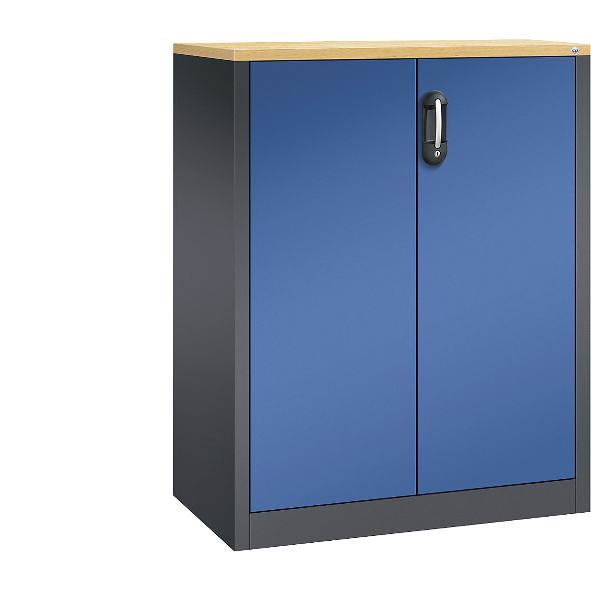 Niska komoda za dokumente ACURADO – C+P, 3 visine za registratore, VxŠxD 1200 x 930 x 500 mm, u crnosivoj / encijan plavoj boji